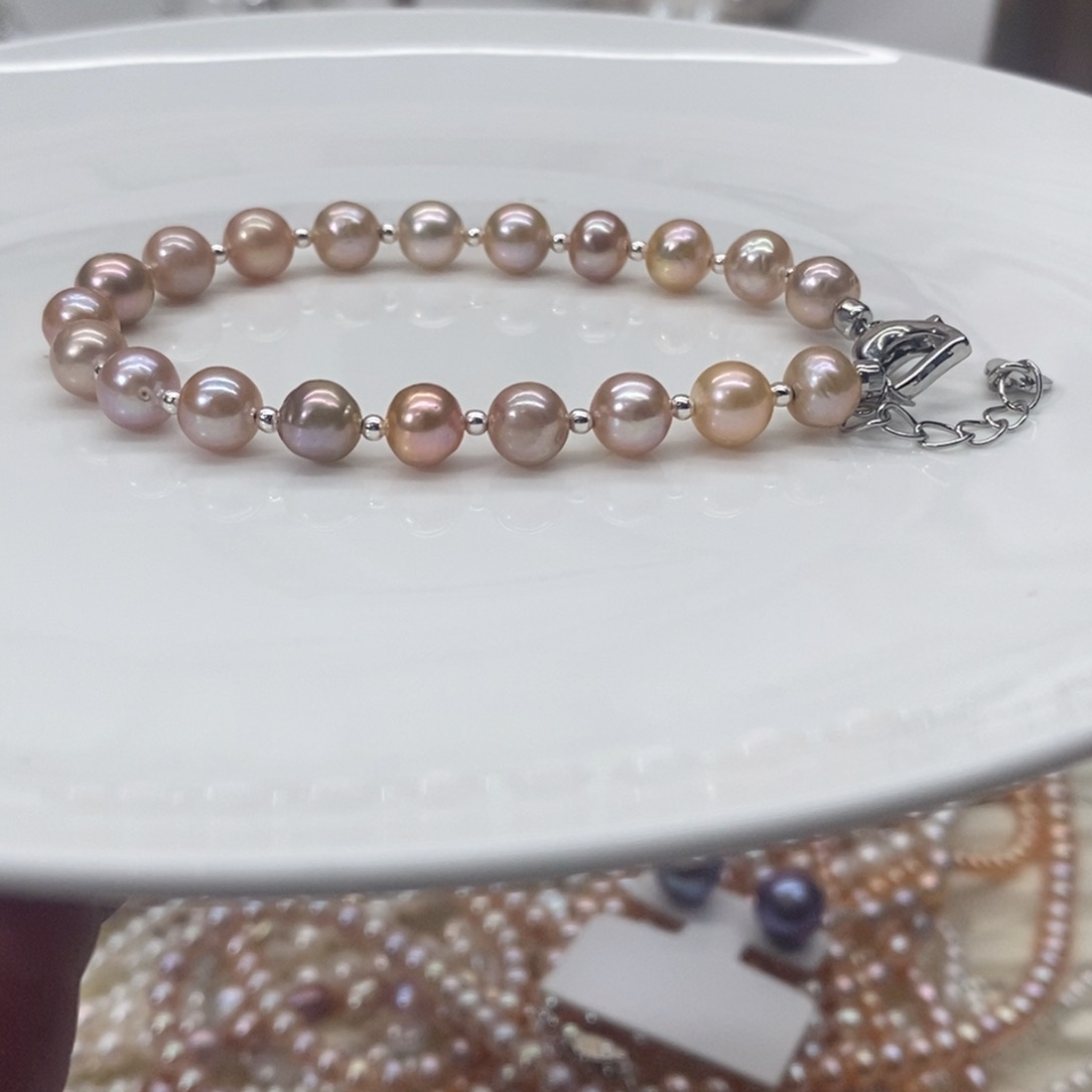 淡水珍珠手链银S925镶嵌