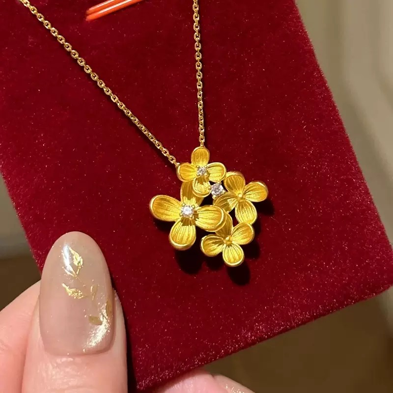 文艺桂花项链女花朵百搭轻奢风项链