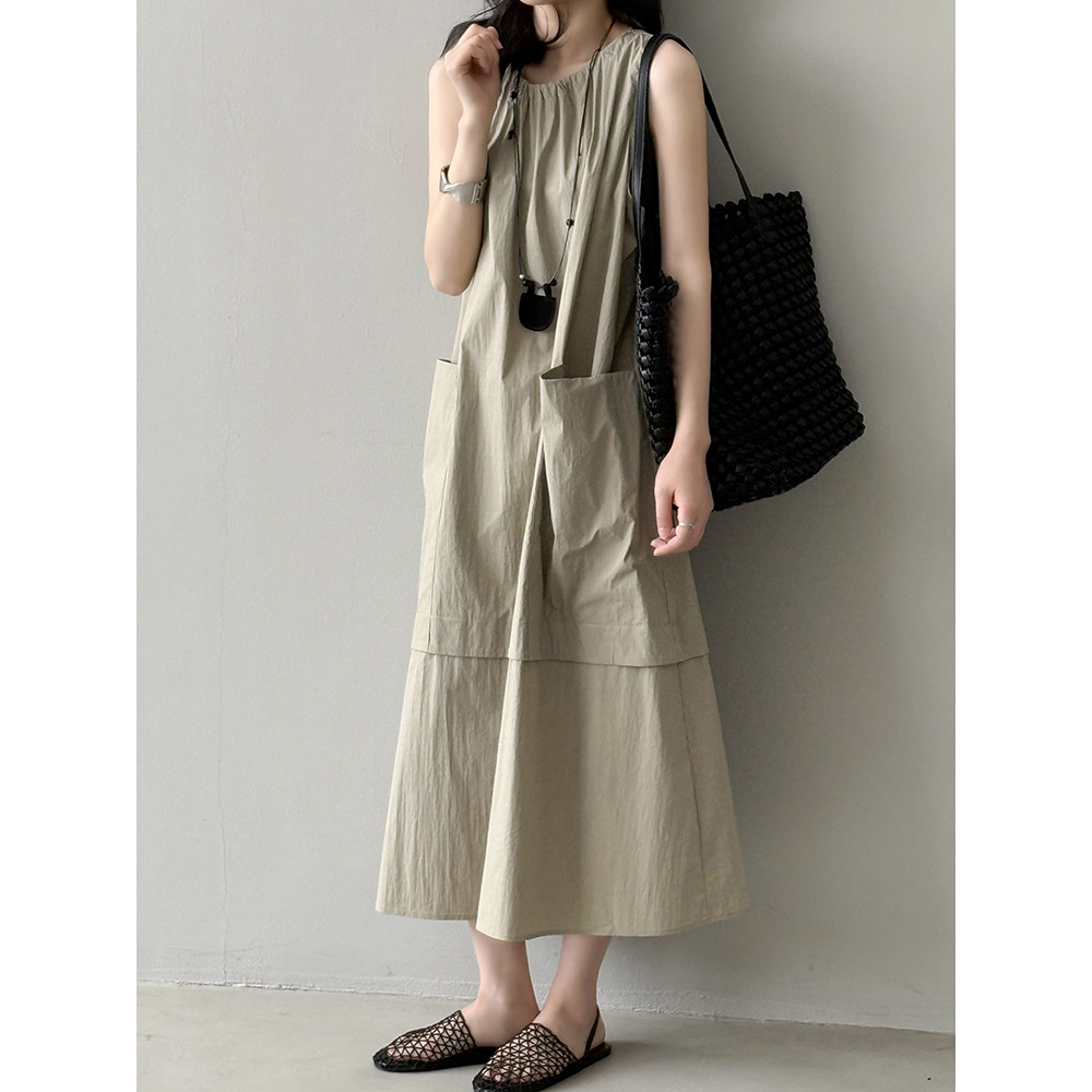 (洺语定制)微胖宽松圆领女夏季山本裙 韩系简约小众慵懒长裙