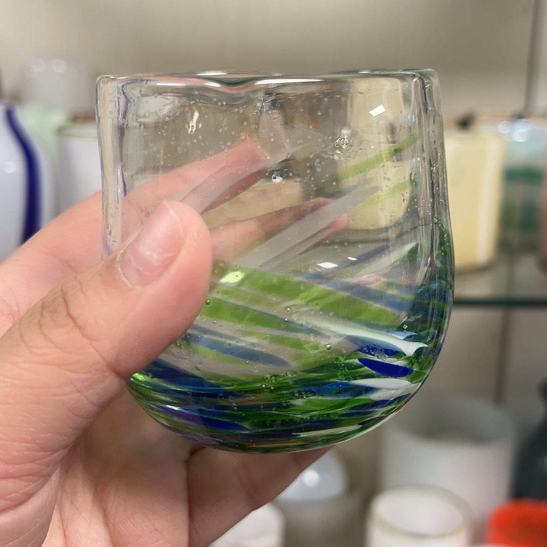琉璃N***枫高8心形口夜光杯花器