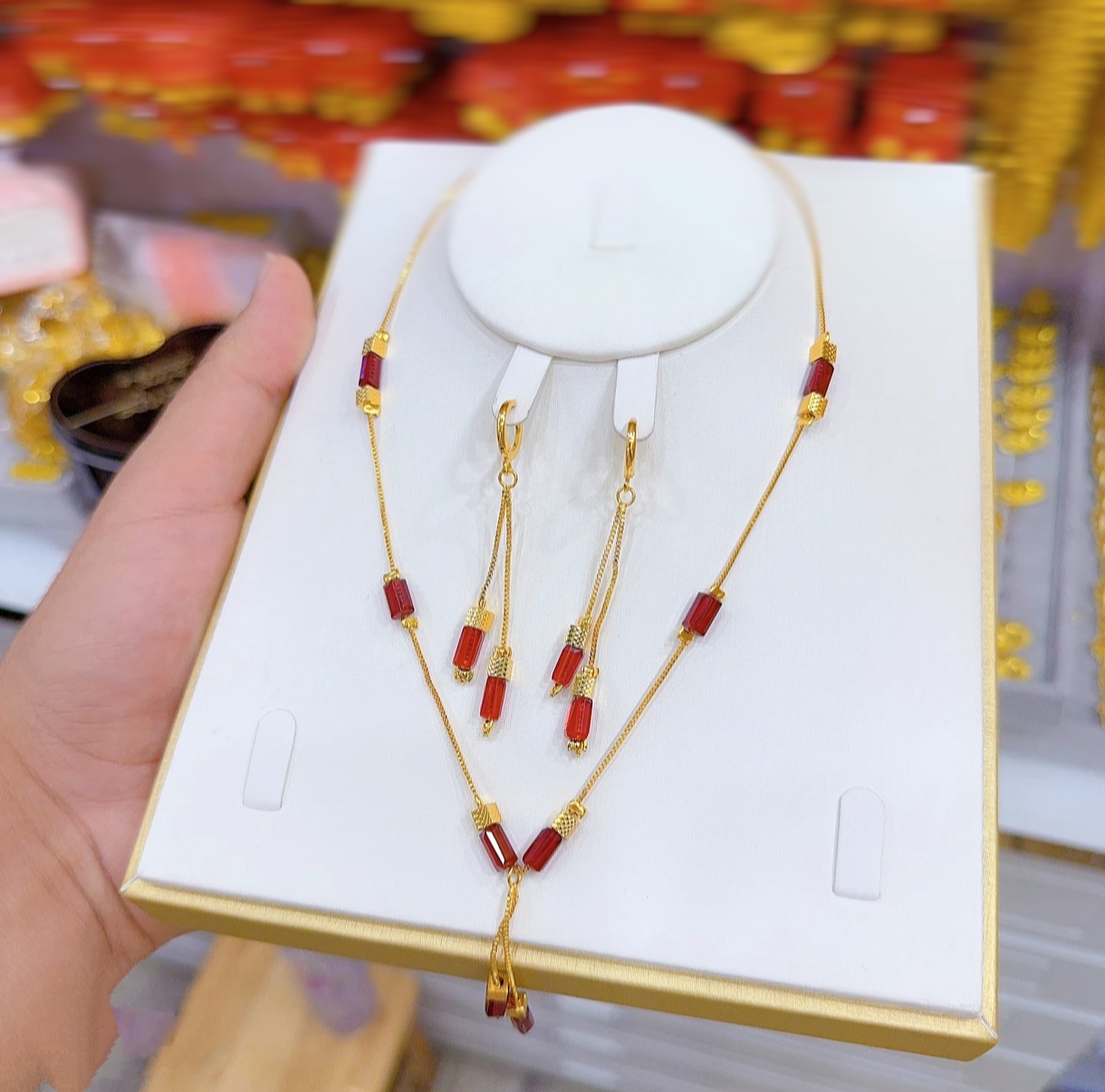 铜合金项链 【金丝链】新款时尚百搭方块项链两件套3031