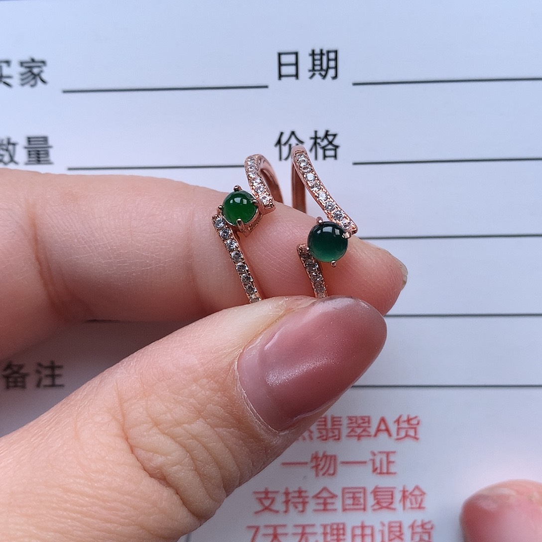 翡翠戒指银S925镶嵌戒指925