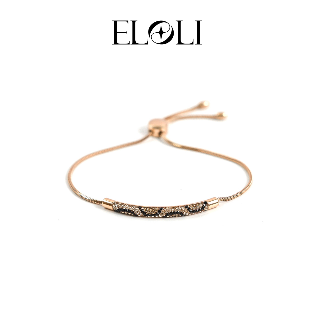 Eloli豹纹钻玫瑰金手链手镯SL-25N003