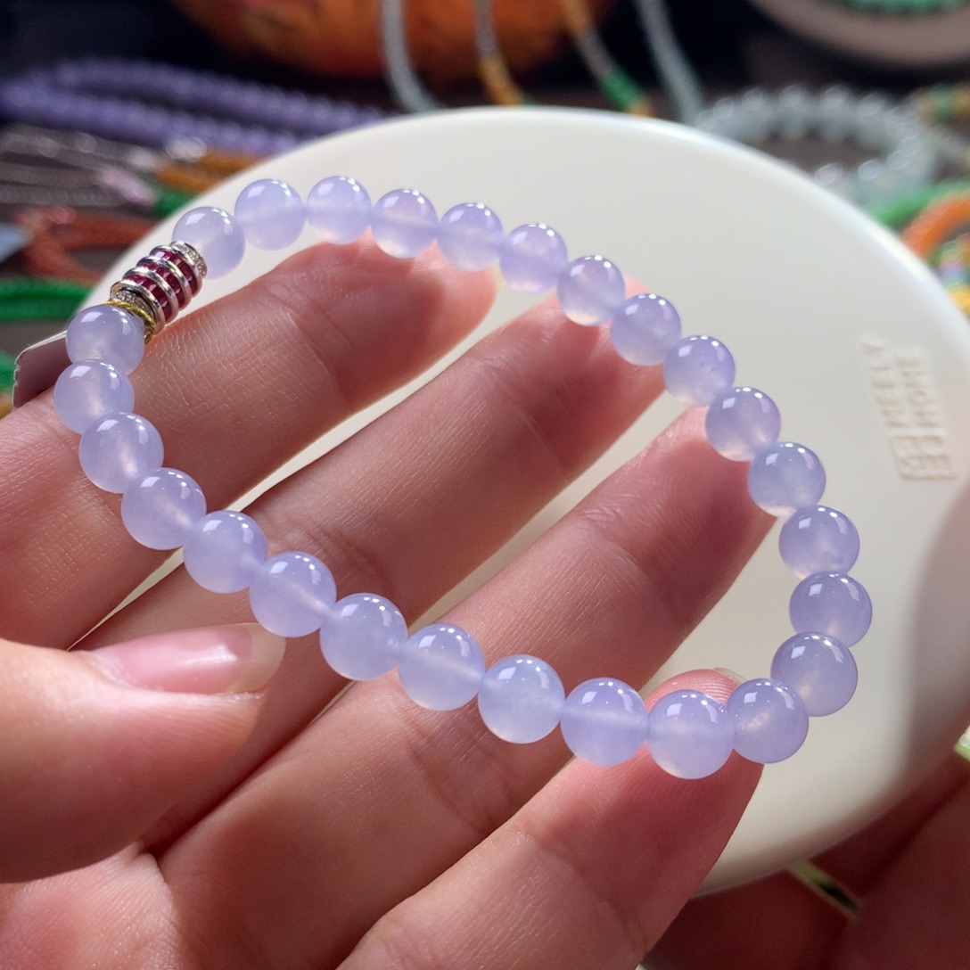 未镶嵌手链翡翠翡翠冰胶底粉蓝紫卡6.60+