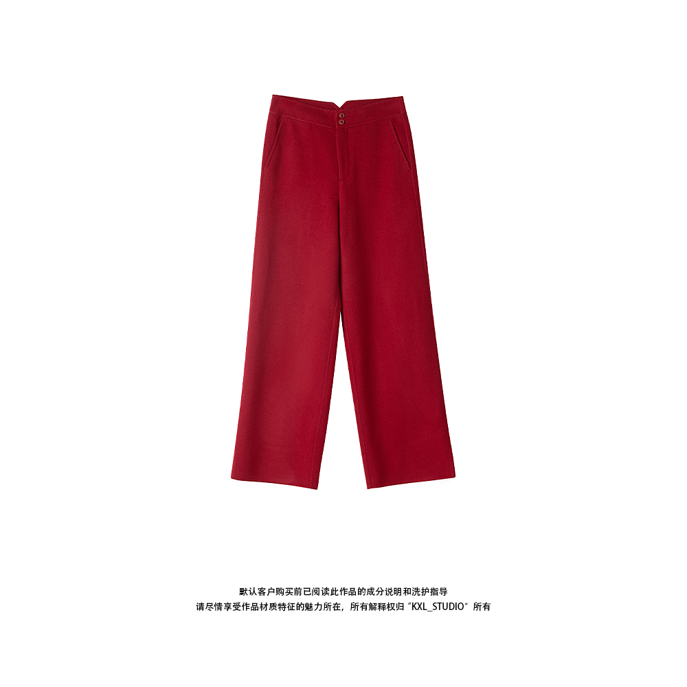 KXL-STUDIO |  克什米尔Cashmere_“亨特红”直筒裤0657