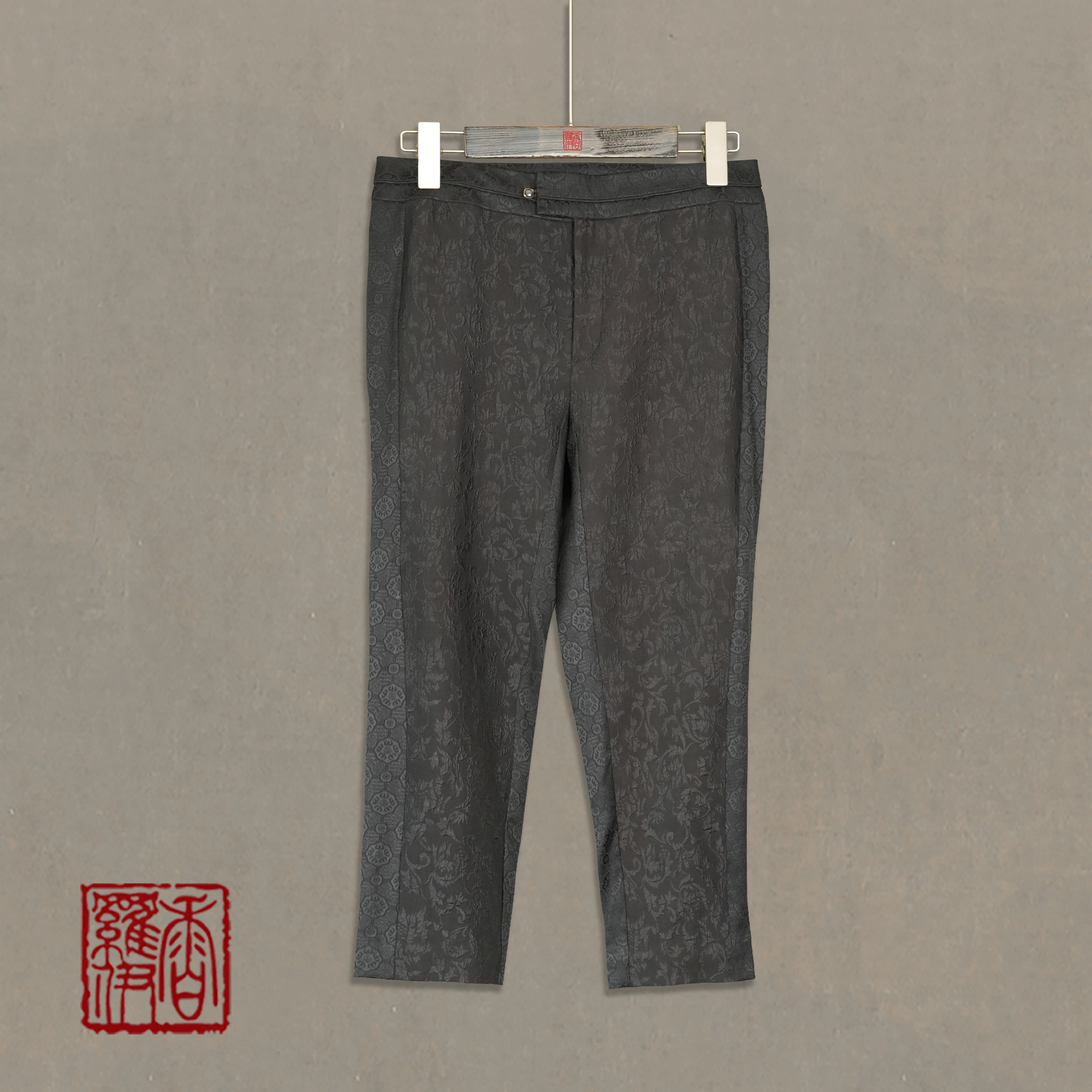 香罗伊【素绉】传统中式提花裤子