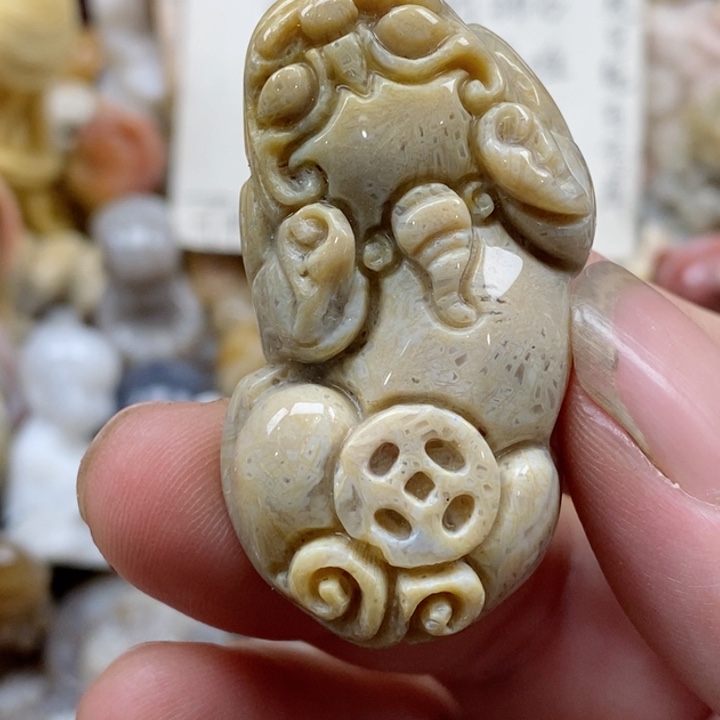 颈饰未镶嵌硅化珊瑚（珊瑚玉）