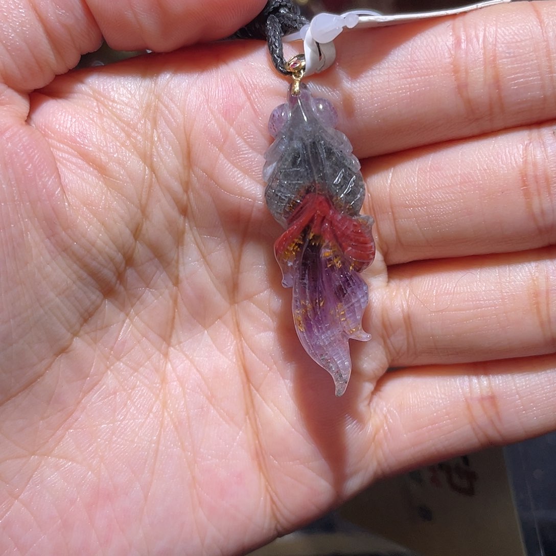 水晶极光金鱼18K金镶嵌金鱼