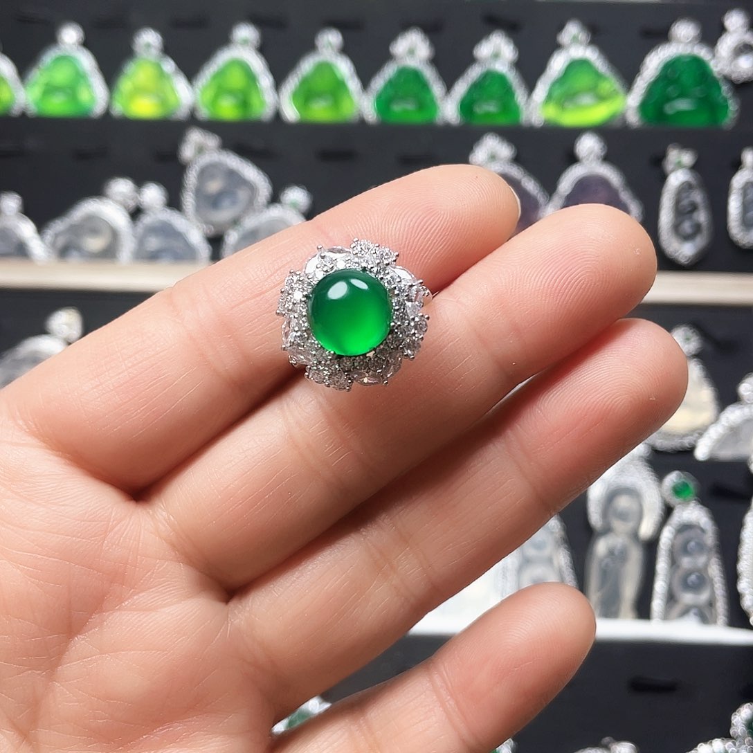 玛瑙/玉髓戒指银S925镶嵌