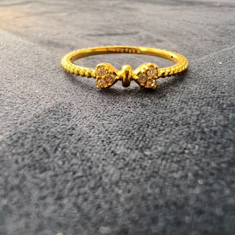 克重0.45 13号 小金蝴蝶结6D戒指 足金999