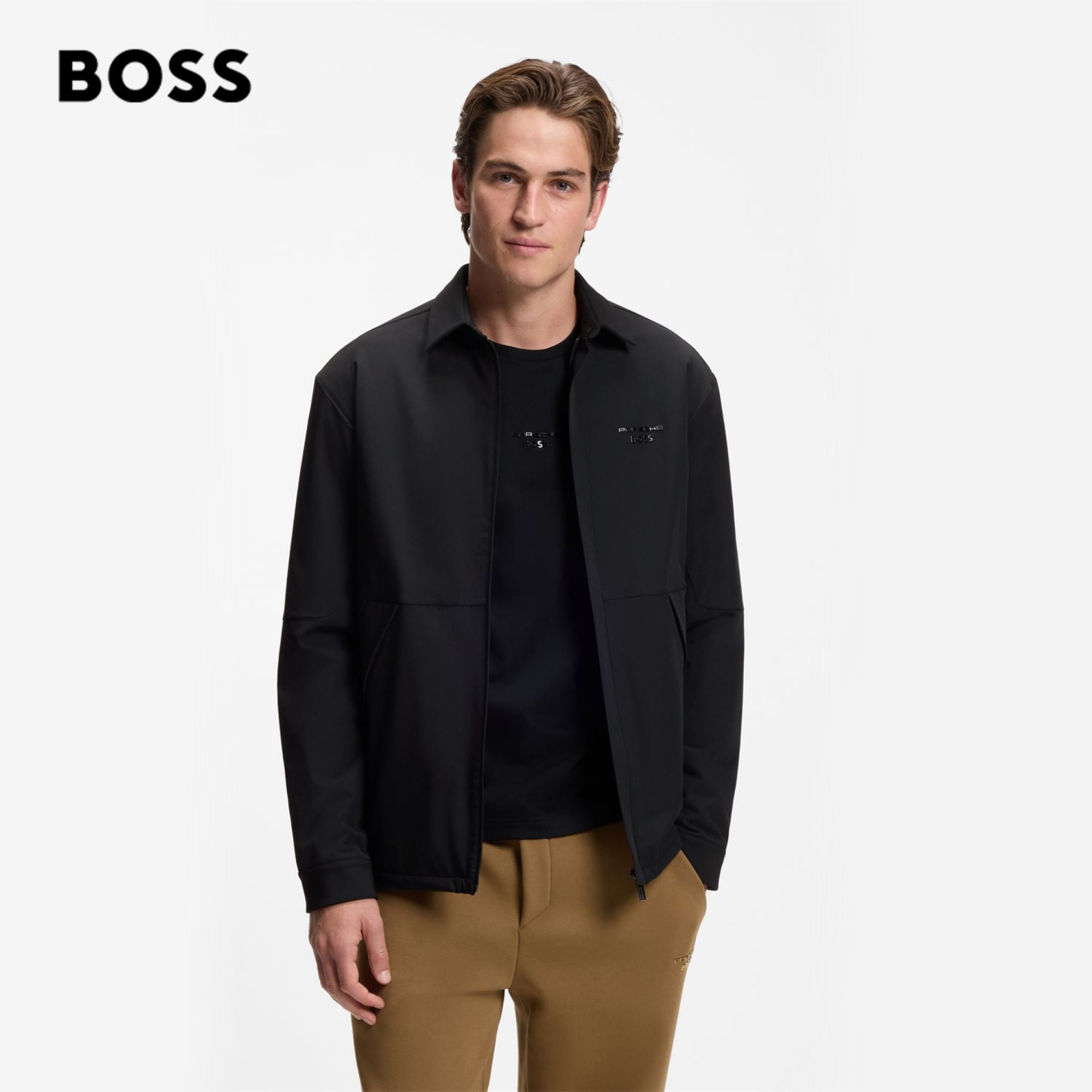 【保时捷联名款】BOSS博斯男士秋冬新款轻量宽松版外套衬衫50570554