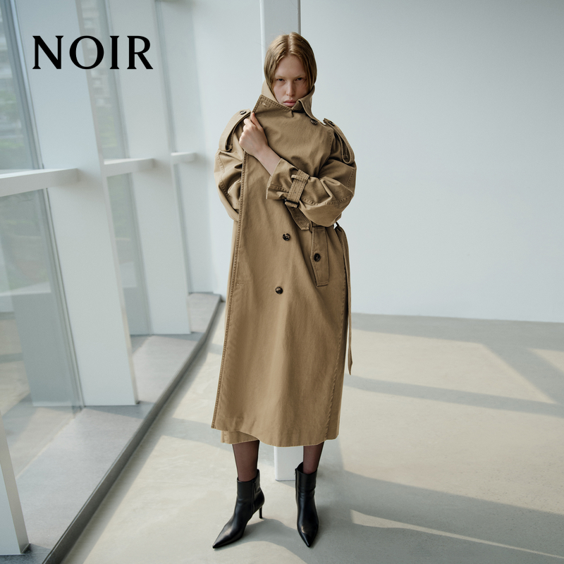 【NOIR系列】MOCO风衣2025秋新品磨毛全棉附腰带外套MBE3TRC005