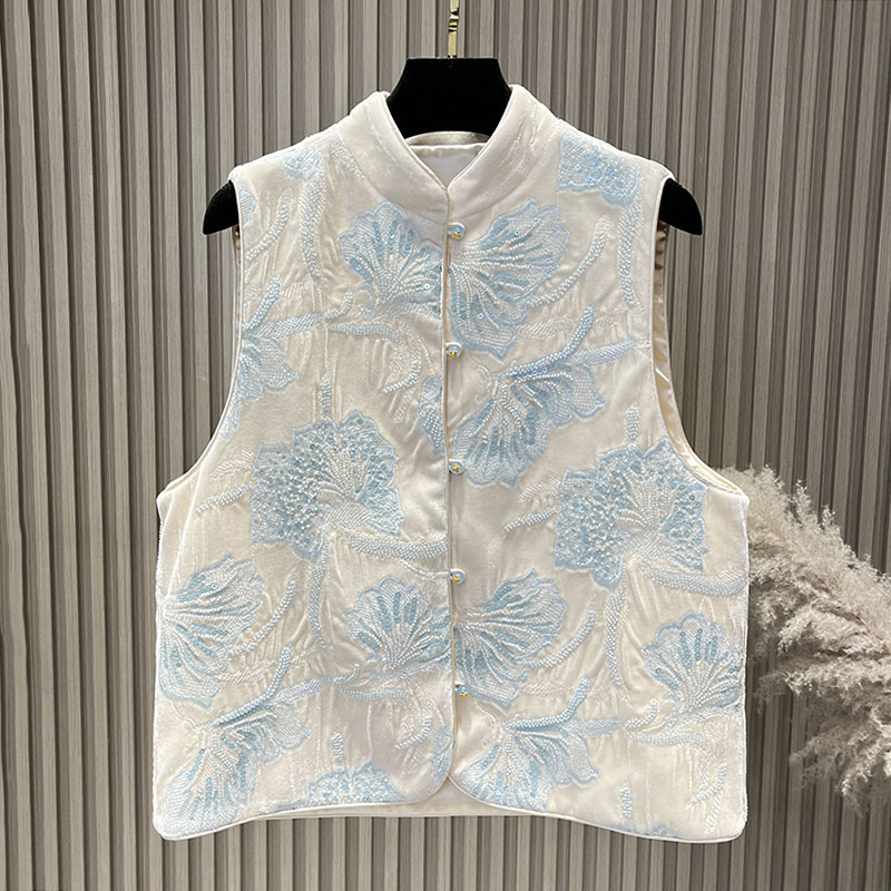 中式文艺马夹中国风印花提花马甲休闲复古开衫A062