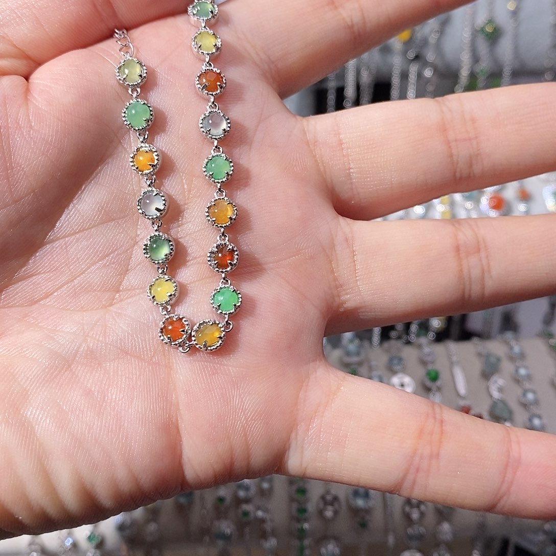 翡翠银S925镶嵌手链