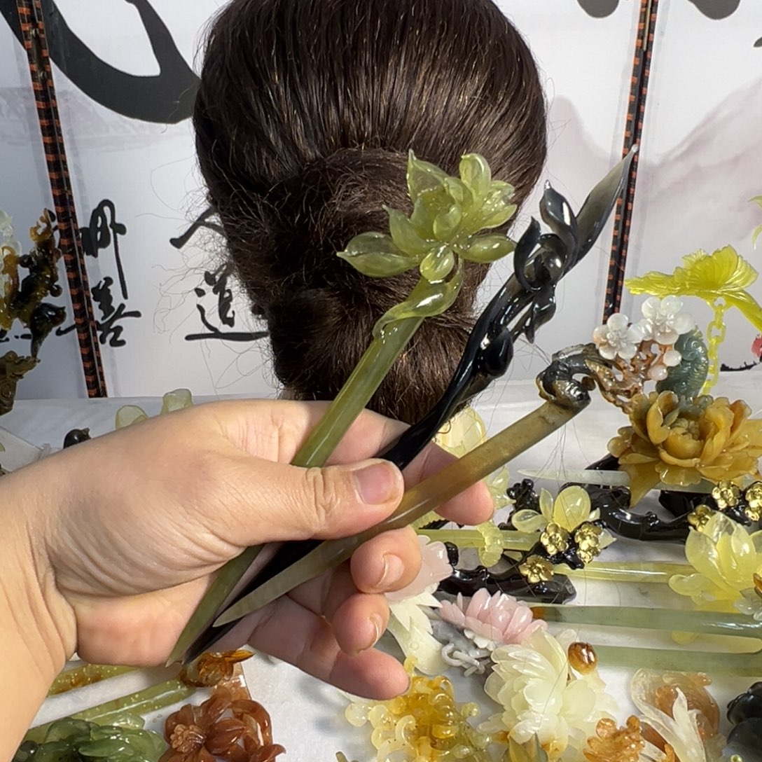 霜***霜蛇纹石玉未镶嵌发饰