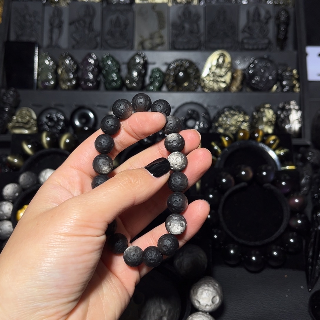 ***黑曜岩未镶嵌手链