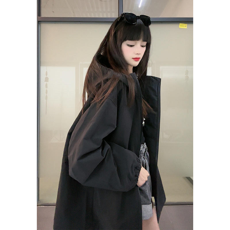 【安童森定制】时尚设计感小众双拉链连帽宽松休闲韩版外套2960