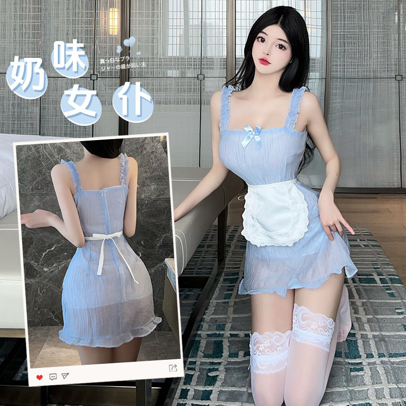 纯欲小女佣性感甜美吊带裙角色扮演套装