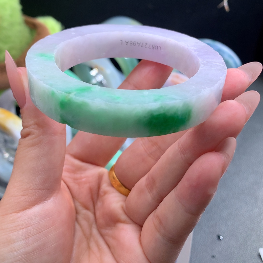 定制翡翠翡翠首饰未镶嵌春彩大漏镯55-60正