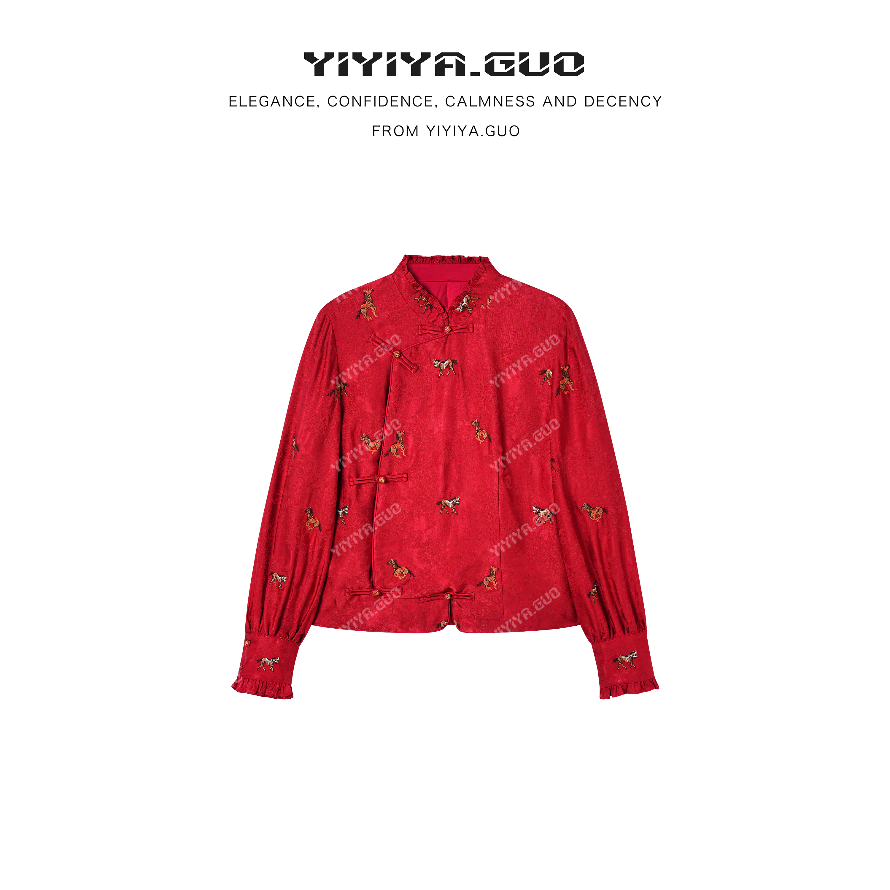 yiyiya.Guo艺艺吖【以梦为马】新中式中国风木耳边上衣120097SS52