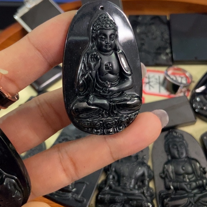 翡翠颈饰未镶嵌▃****ゥ墨翠阿弥陀佛