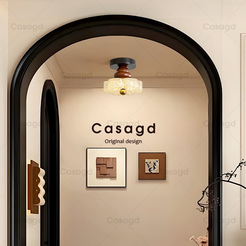 CASAGD法式复古走廊过道灯阳台灯轻奢中古风入户玄关树脂吸顶灯