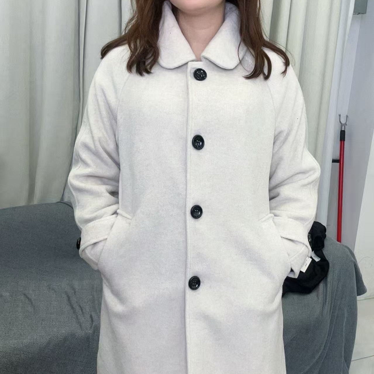 女款好看百搭显瘦气质长袖时尚中长款毛呢大衣秋冬