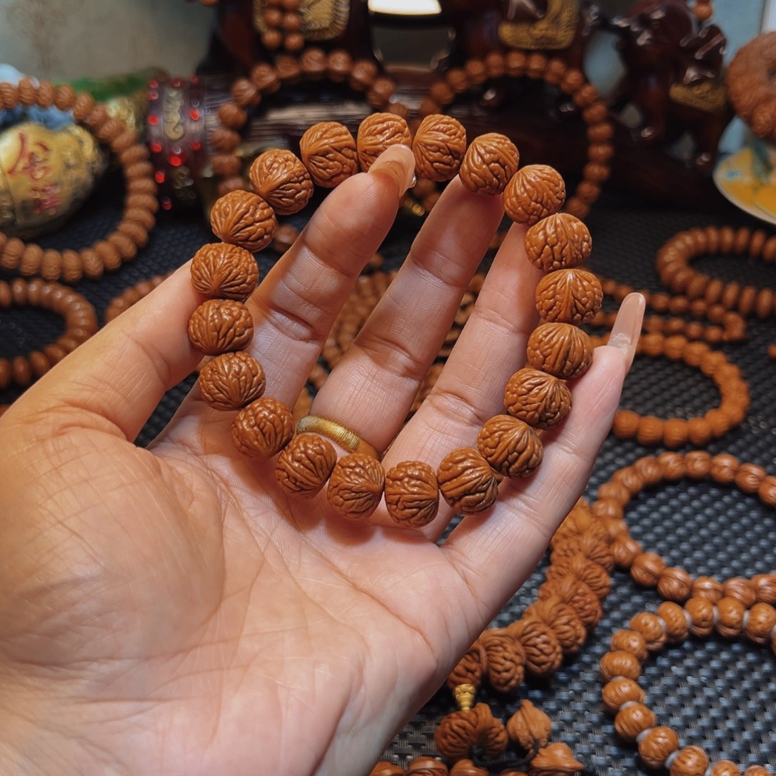 桃核手串15野生籽红皮荔枝