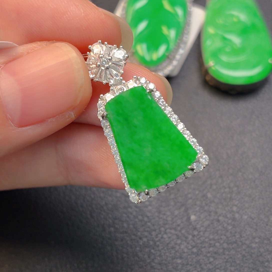 翡翠银S925镶嵌吊坠(不含链)