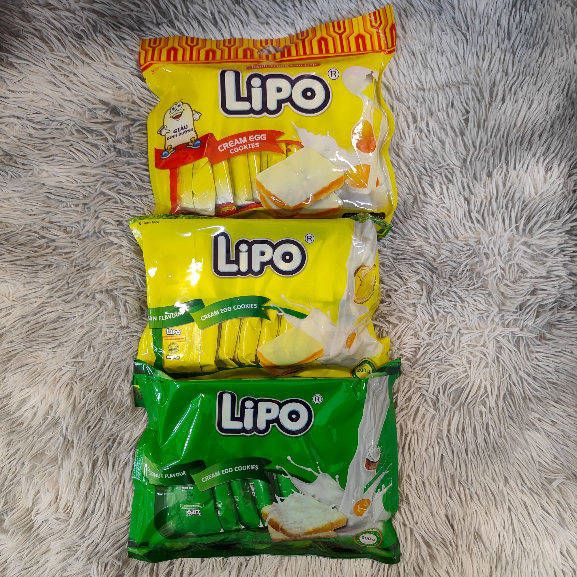 （2袋装）越南lipo面包干原味 椰子味面包干 榴莲味面包干