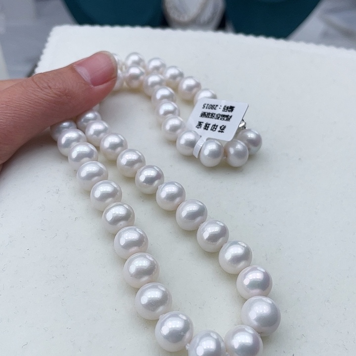 淡水珍珠颈饰银S925镶嵌卡10冷白高品