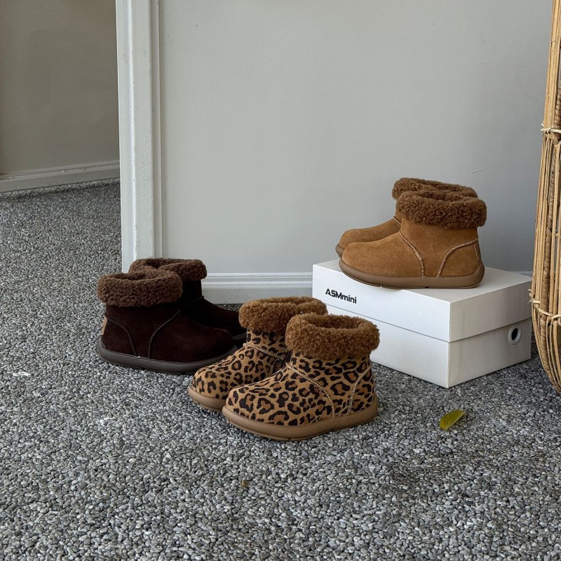 无品牌儿童雪地靴女童棉靴短靴加厚保暖冬季新款马丁靴靴子