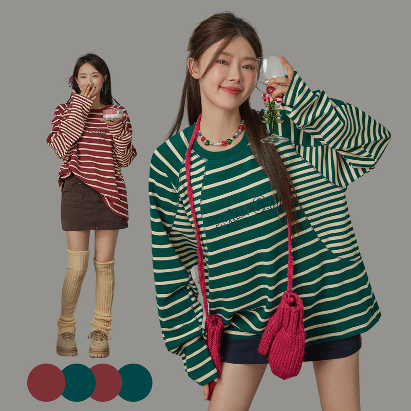 【达人专属】CHUU字母绣花套头中长款宽松T恤-Q