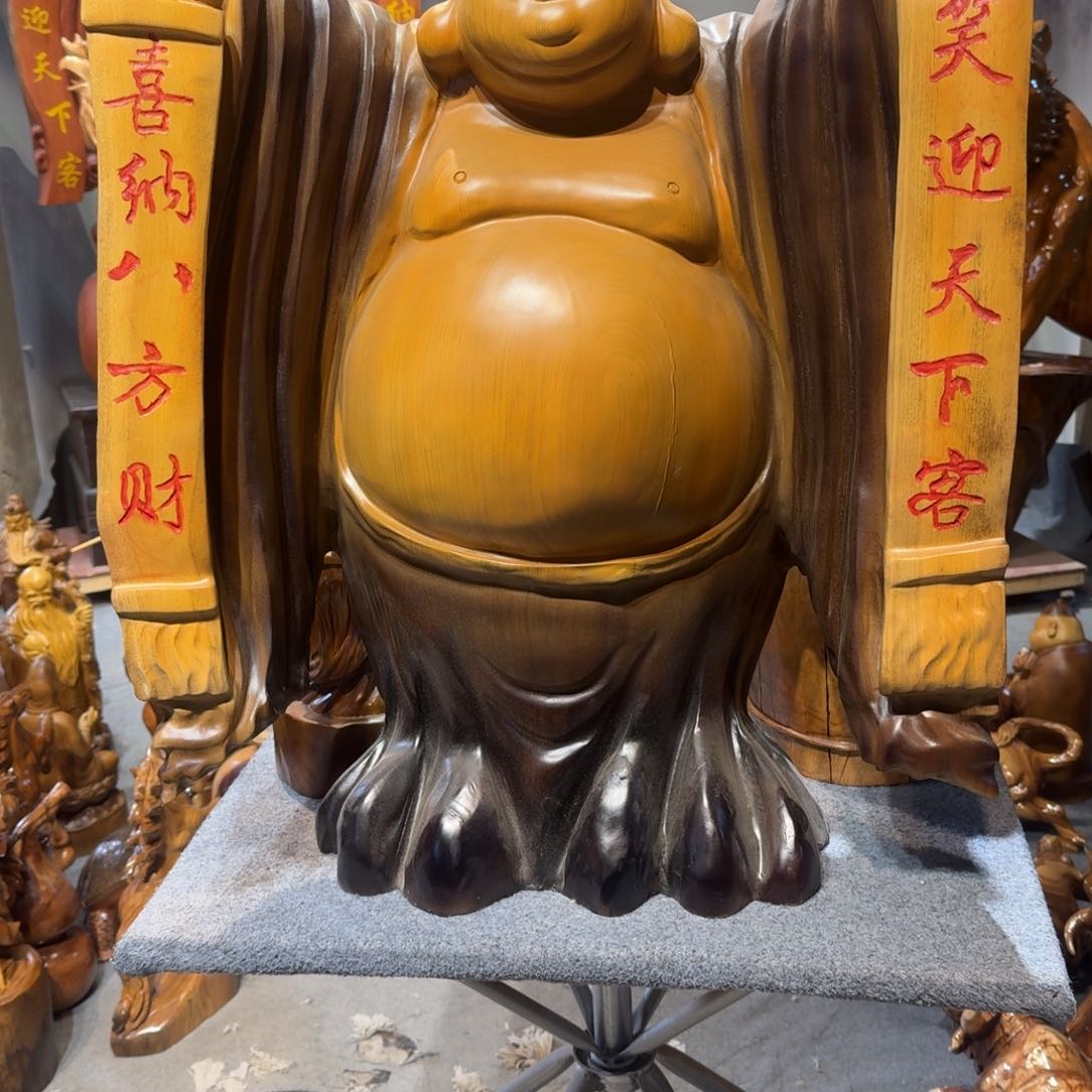 香樟木t*n香樟木弥勒摆件