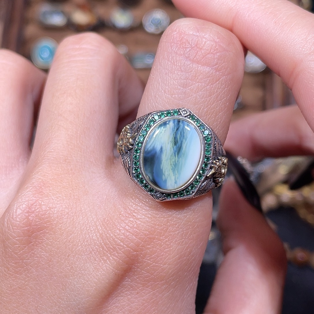 *****琥珀银S925镶嵌戒指