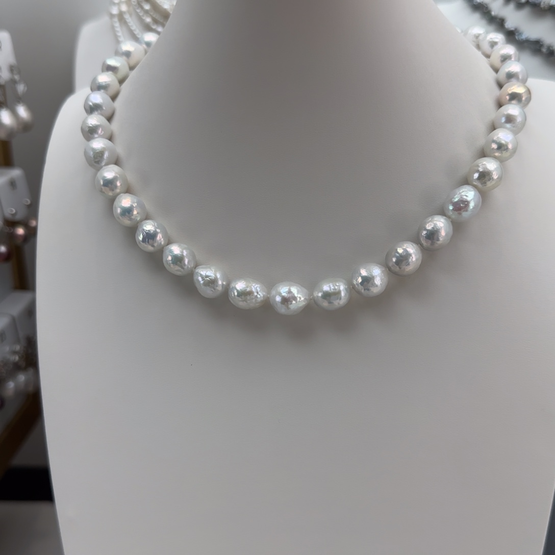 淡水珍珠银S925镶嵌项链