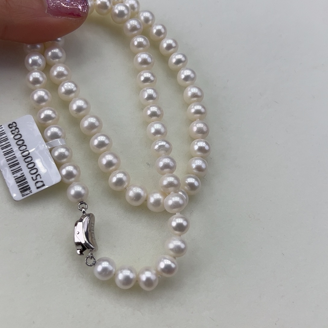 淡水珍珠颈饰银S925镶嵌➕7