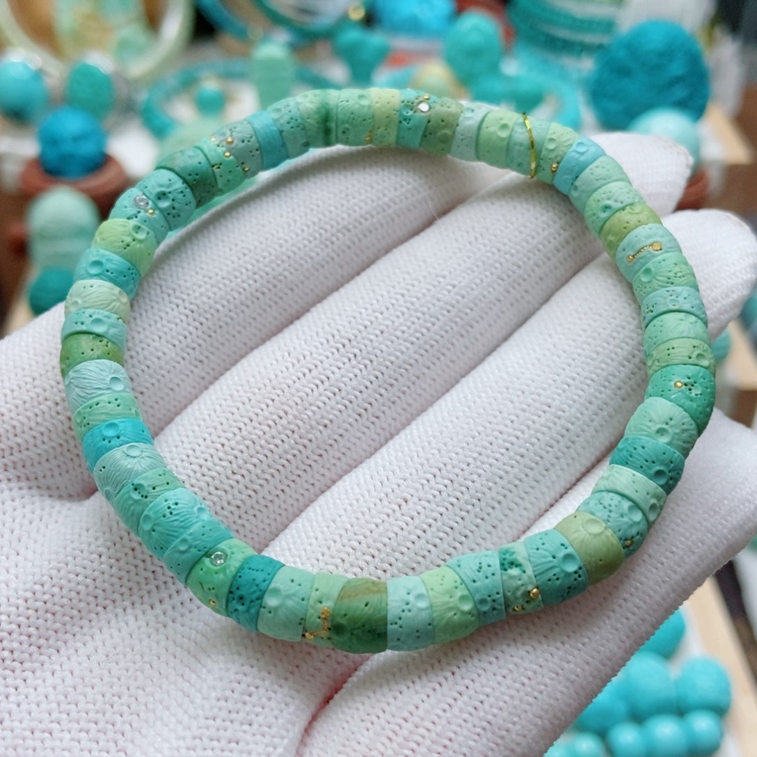 绿松石未镶嵌大肠手串6.5m