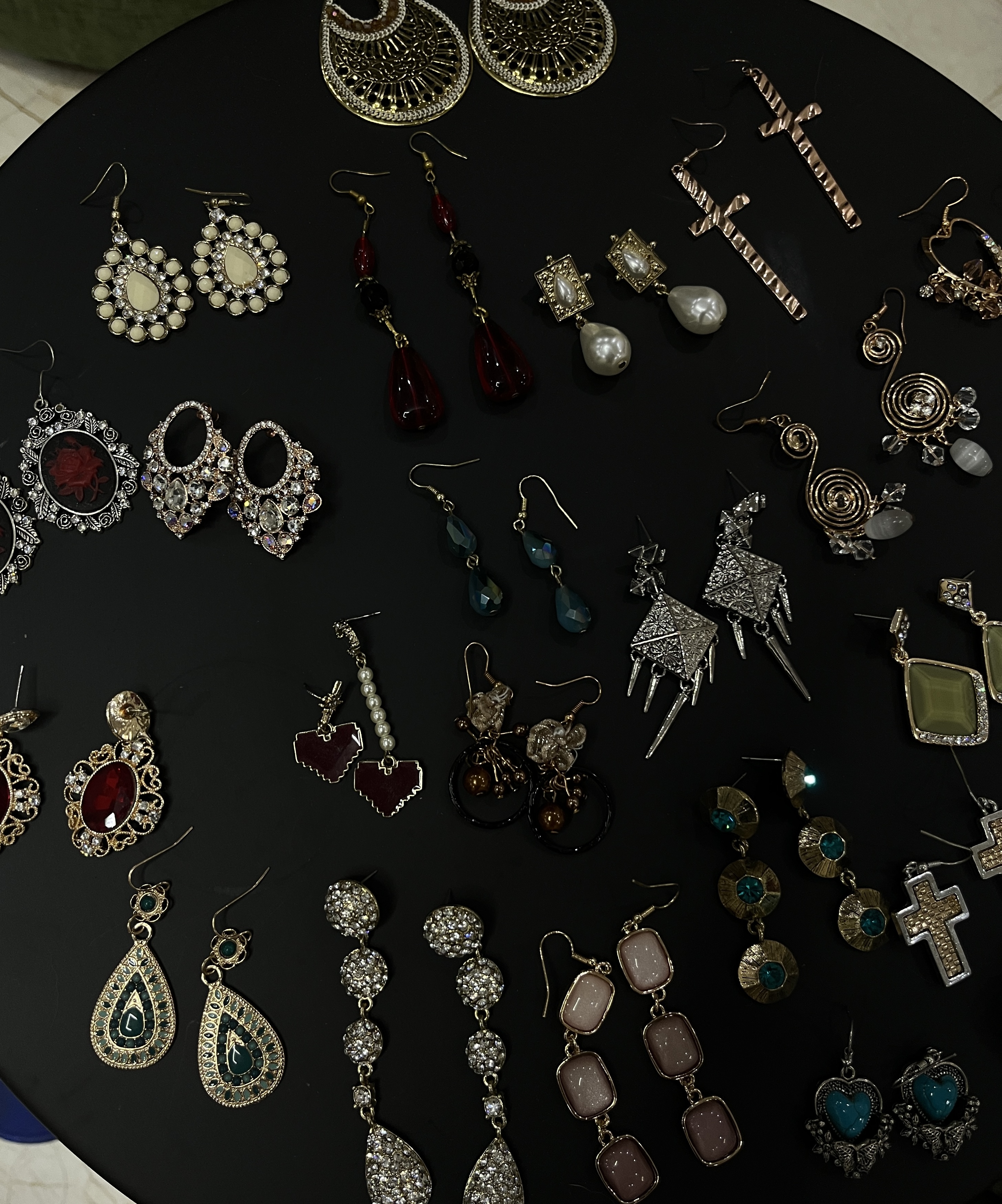 铁合金铜耳饰 原创设计复古风植物花卉几何耳钉小众国风古风长款