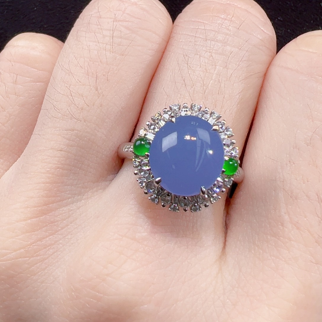 翡翠戒指18K金镶嵌戒指