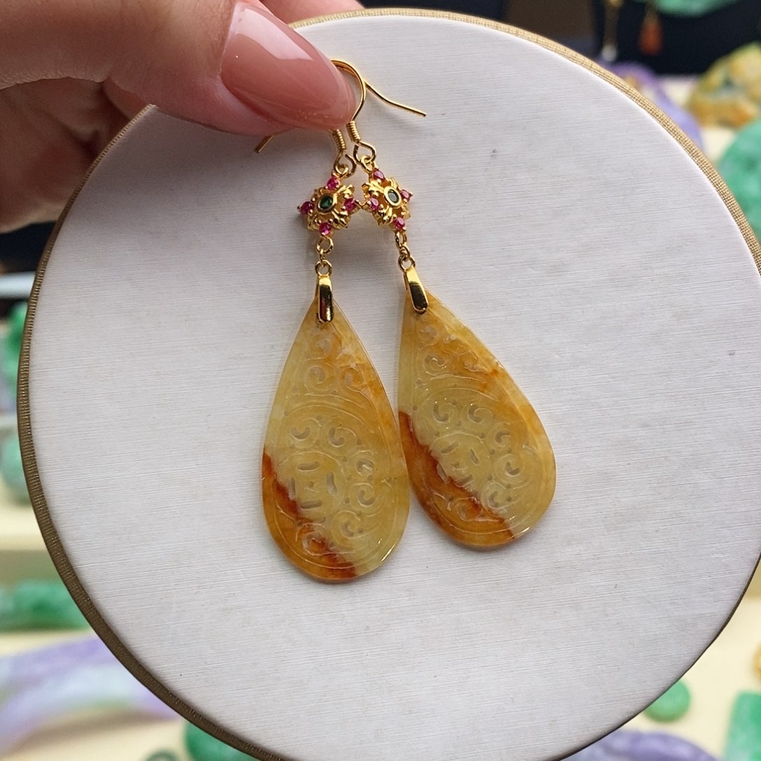 果***0翡翠未镶嵌耳饰耳饰