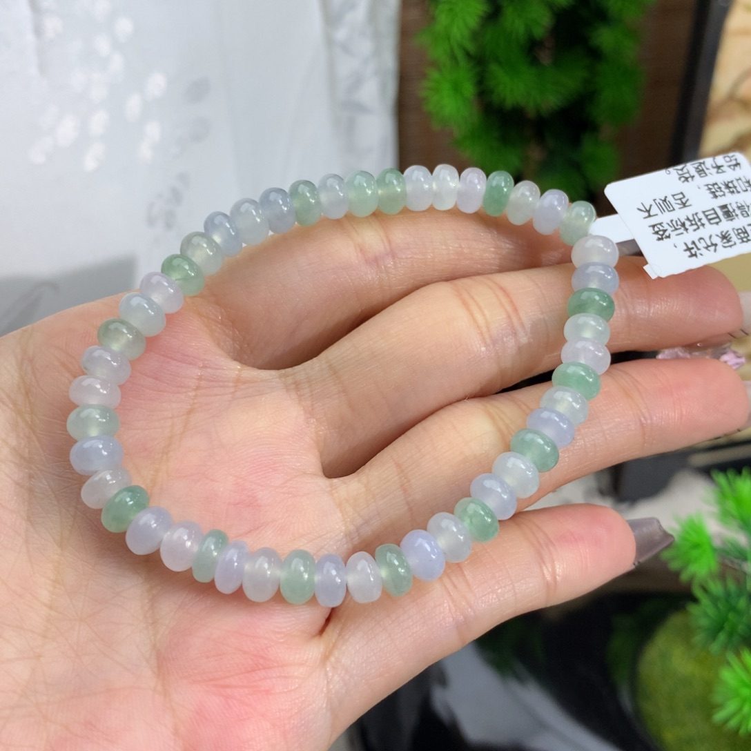 翡翠手链未镶嵌卡5.8冰胶马卡龙手串