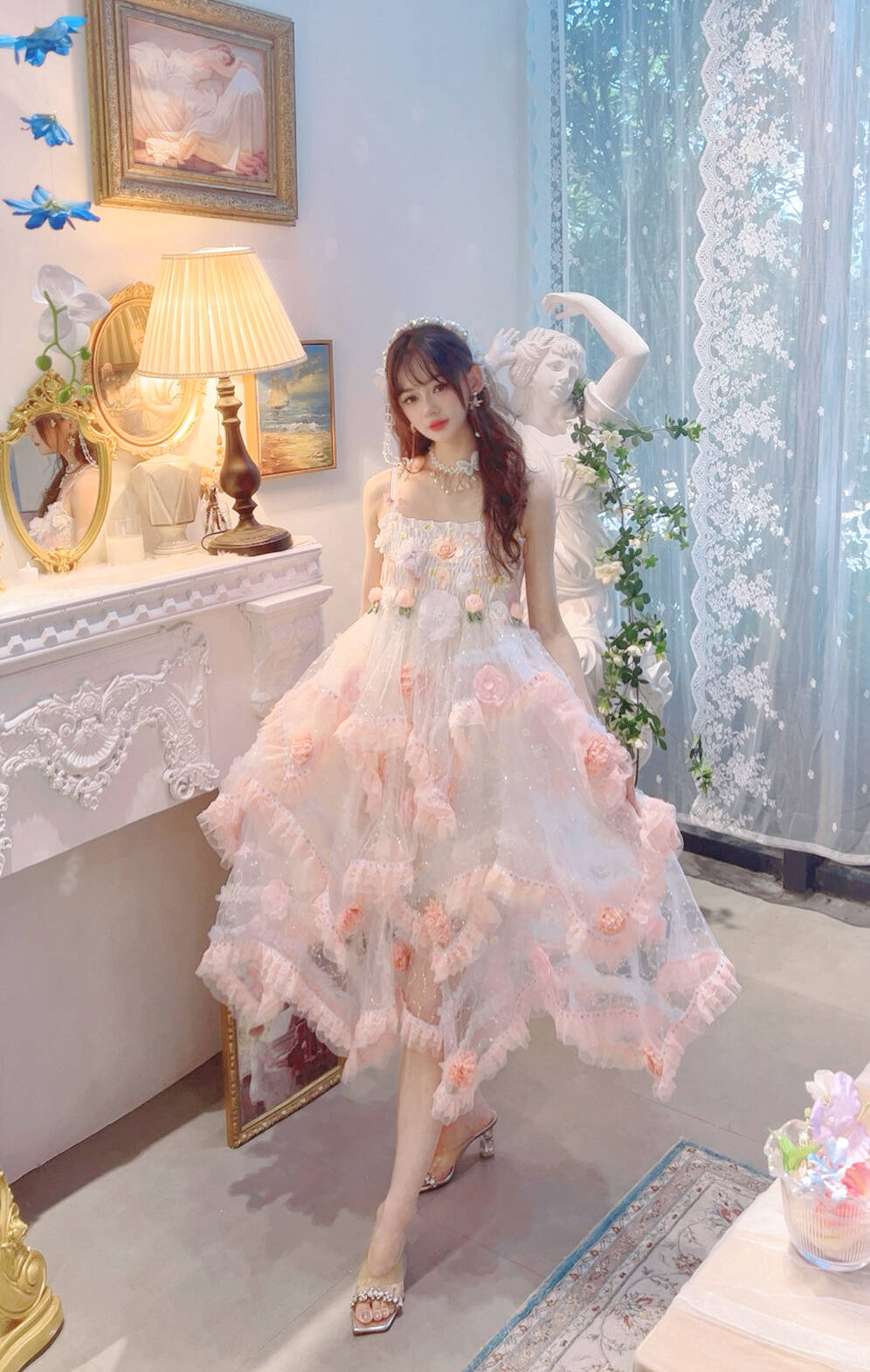 4重工原创手工公主风夏季甜美不规则显瘦多层蛋糕蓬蓬连衣长裙子