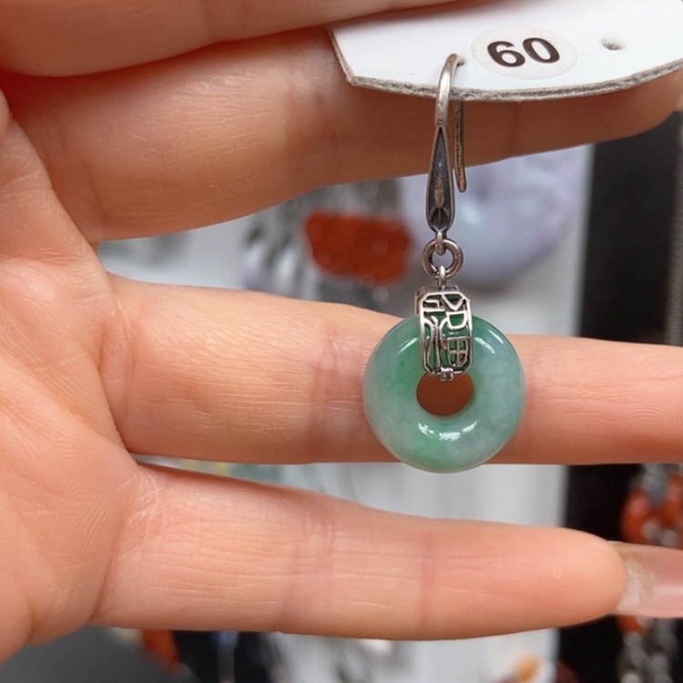 【闪购商品】翡翠耳饰银S925镶嵌小**婉耳饰