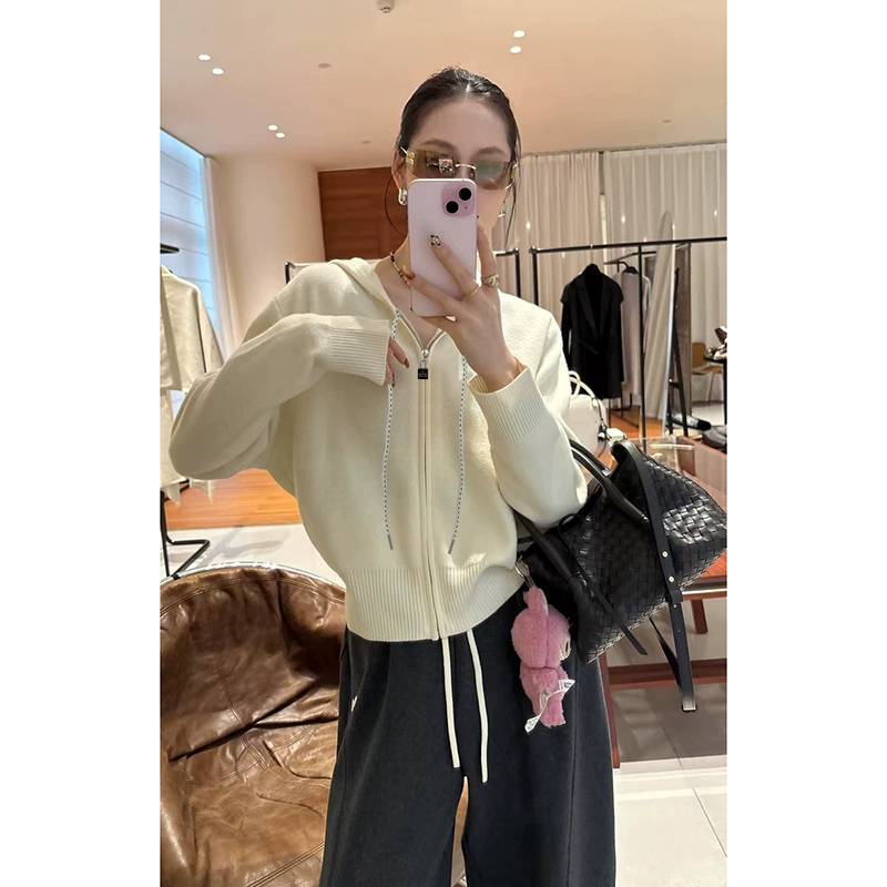 【波尔多红】3915开衫外套超柔软毛衣高品质连帽上衣