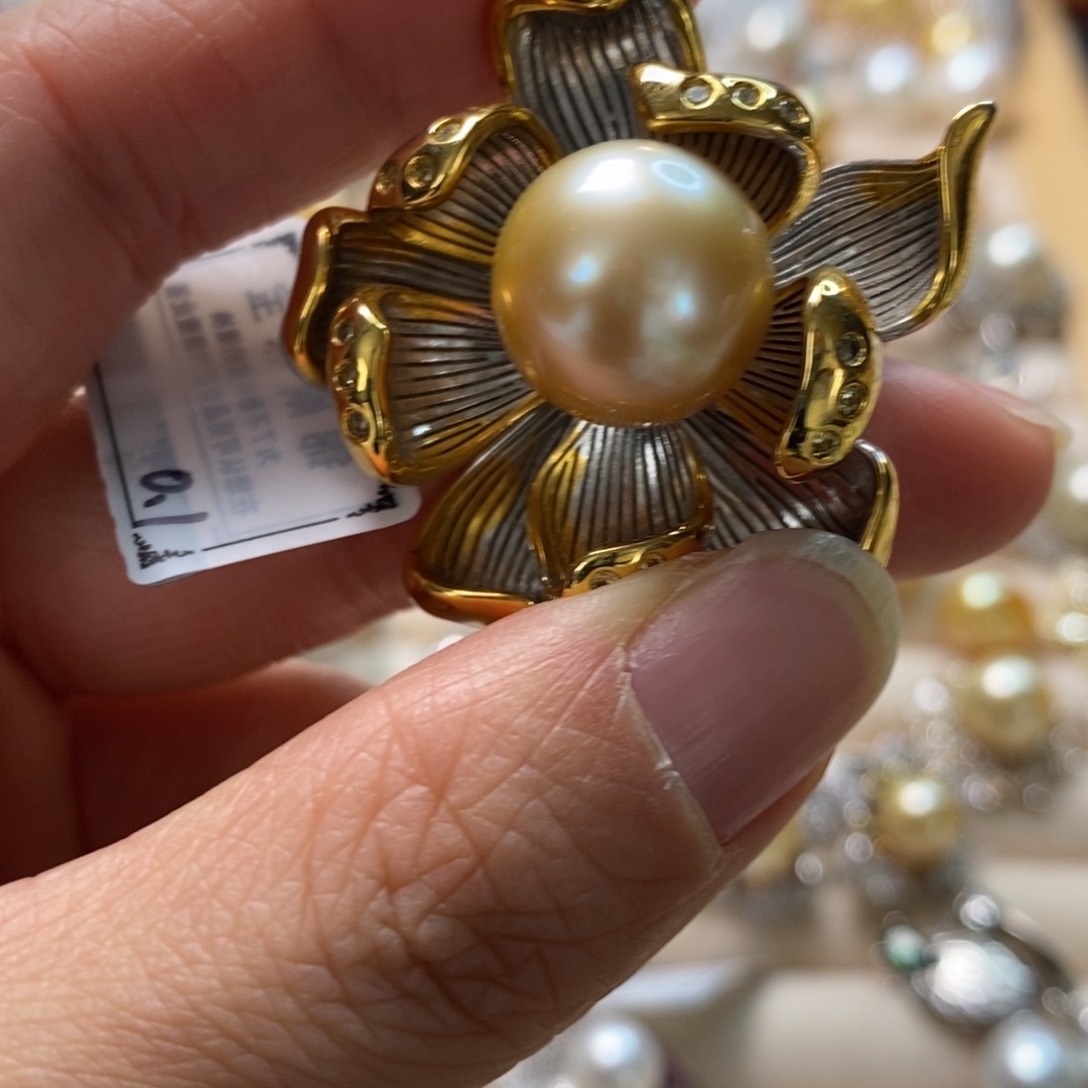 海水珍珠胸针合金