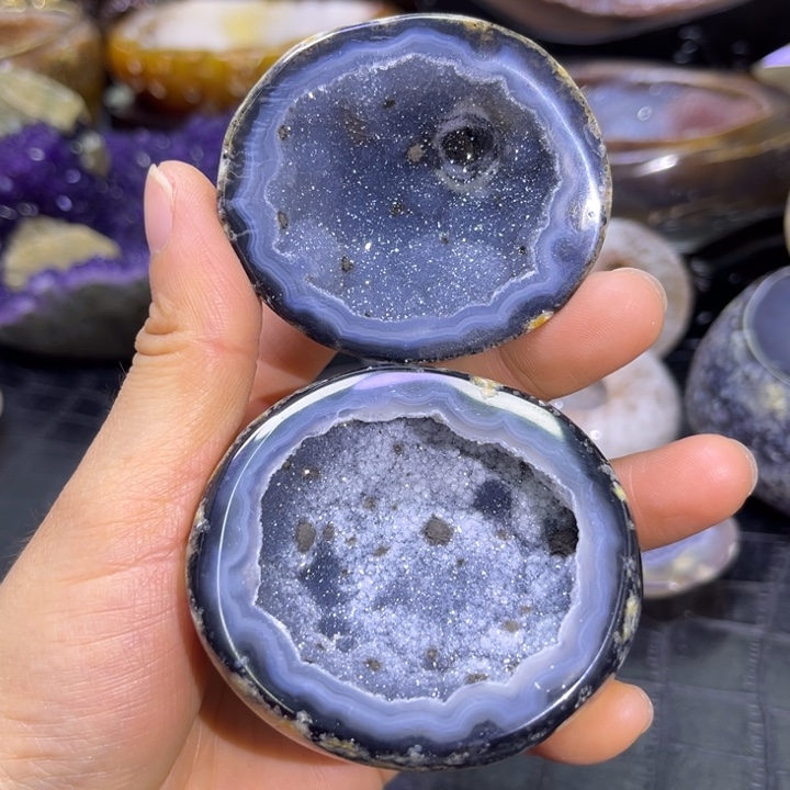 未镶嵌珠宝半成品水晶蓝软雪景盆