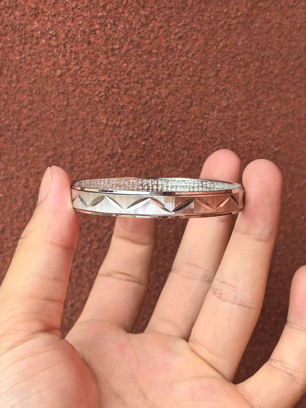 足银手镯 36-车花条纹手镯