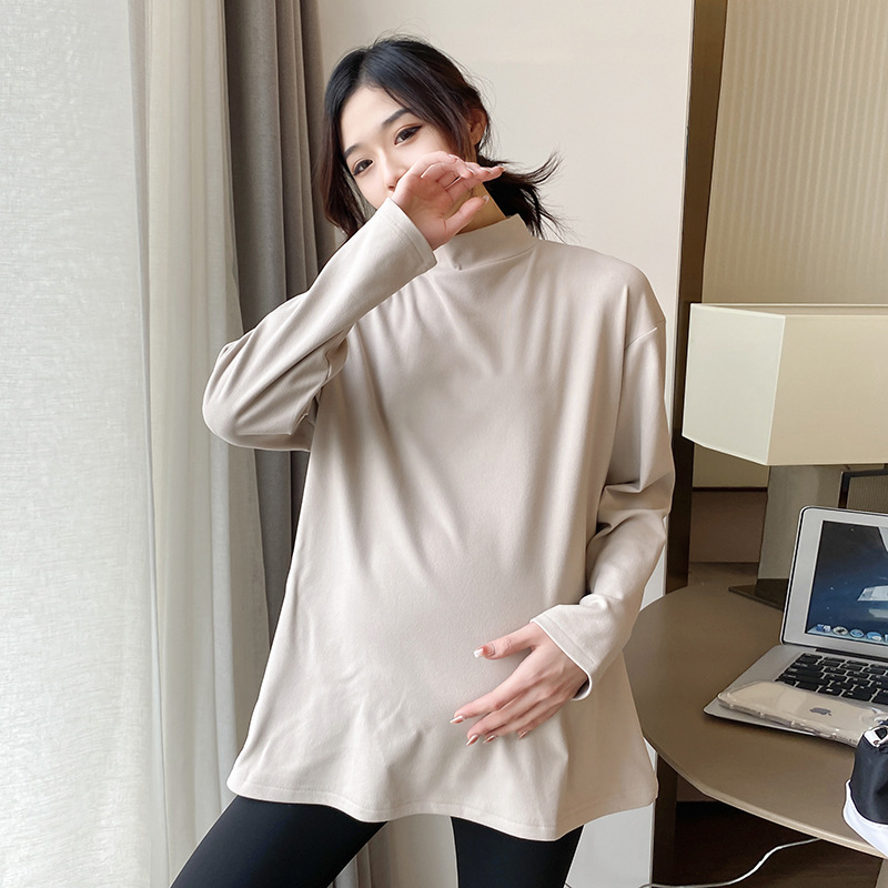 双面德绒半高领打底衫女春秋冬内搭孕妇加厚2022女士保暖上衣洋气