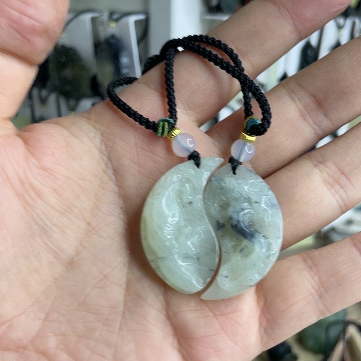 【闪购商品】岫玉颈饰未镶嵌龙凤 一对